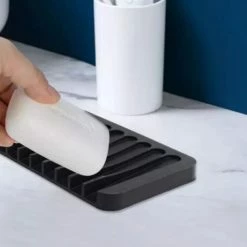 Beste deal ???? Wondersathome® Zeepbakje - Duurzaam - Handzeep - Badkamer Accessoires - Zeephouder - Luxe Zeepbakje - Siliconen Zeephouder - Zwart ????