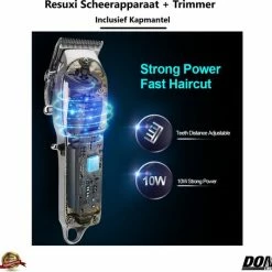 Hete verkoop ???? RESUXI Luxe Goude - 3 In 1 Set - Tondeuse + Haar Trimmer - Inclusief Kapmantel - Scheerapparaat + Hair Clipper - Mannen - Haartrimmer - Baard - Hoofdhaar - Snel Opladen - Draadloos - Trimmerset - Opzetstukken : 0,5mm, 1,5mm, 3mm, 6mm, 9mm, 12mm ❤️ -La Roche Shop 550x534 10