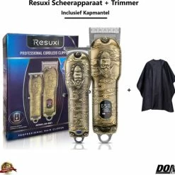 Hete verkoop ???? RESUXI Luxe Goude - 3 In 1 Set - Tondeuse + Haar Trimmer - Inclusief Kapmantel - Scheerapparaat + Hair Clipper - Mannen - Haartrimmer - Baard - Hoofdhaar - Snel Opladen - Draadloos - Trimmerset - Opzetstukken : 0,5mm, 1,5mm, 3mm, 6mm, 9mm, 12mm ❤️