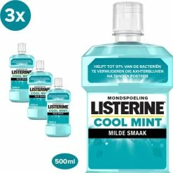Nieuw ???? Pack Of 3 - Listerine Cool Mint Milde Smaak Mondspoeling 500 Ml ????