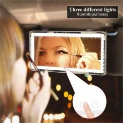 Alternative view of Uitgang ???? JO&RAE-Auto Zonneklep Make-up Spiegel Met Led Verlichting Zwart-3 Kleurenmodus-Oplaadbare Auto Vanity Spiegel ⌛