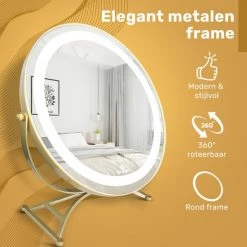 Alternative view of Promo ✔️ Great’s® Great's® Make Up Spiegel Met LED Verlichting - Visagie Spiegel Rond - Incl. Close Up 10x - Goud ????